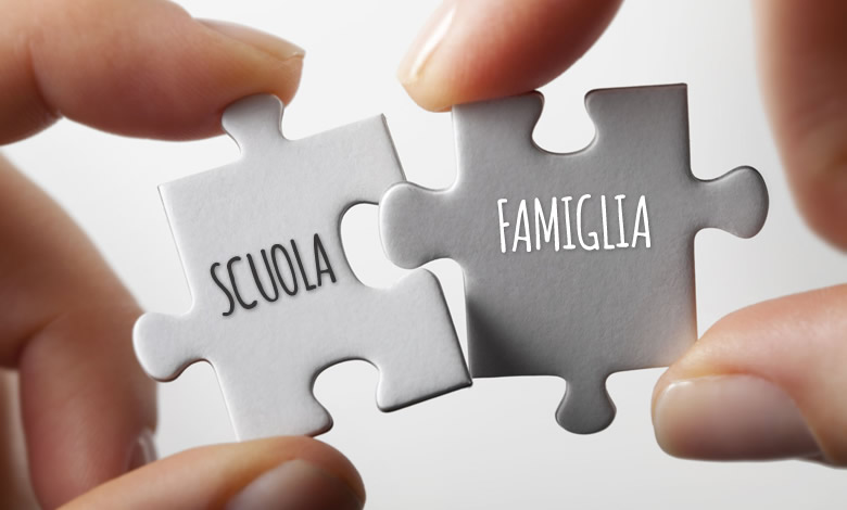 Immagine con scritta scuola famiglia